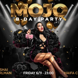 כרזת MOJO B-DAY PARTY – יומולדת 3 ל-MOJO בחיפה, 6.11.2026