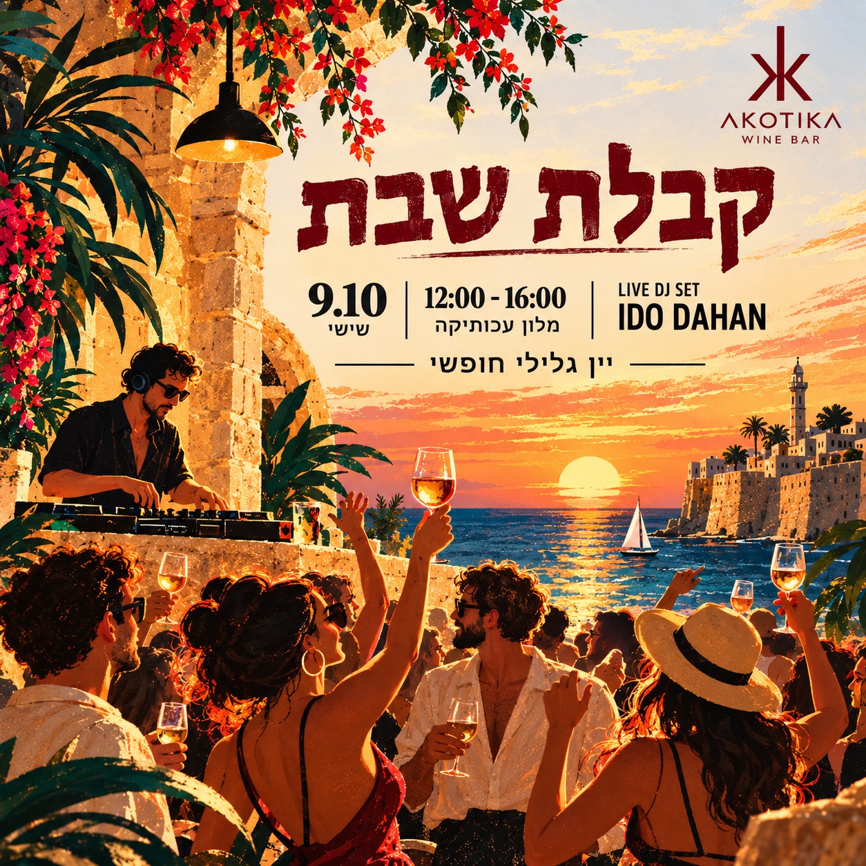 קבלת שבת בבר היין עכותיקה, עכו – 9.10.2026